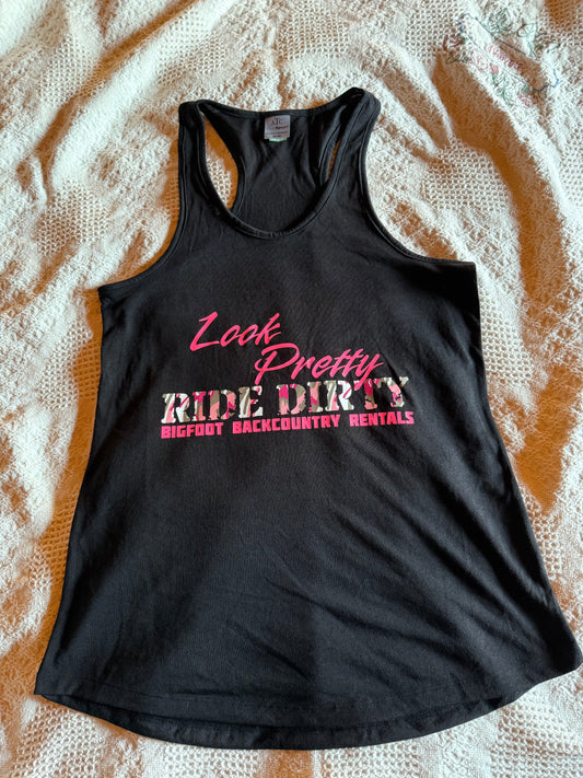 Look pretty ride dirty ladies tank top